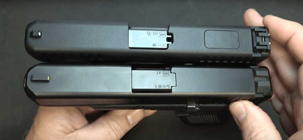 Amazingly the G44 is the same size as 9mm Glocks, meaning it'll work in holsters and range practice won't feel like you're handling a kids gun.