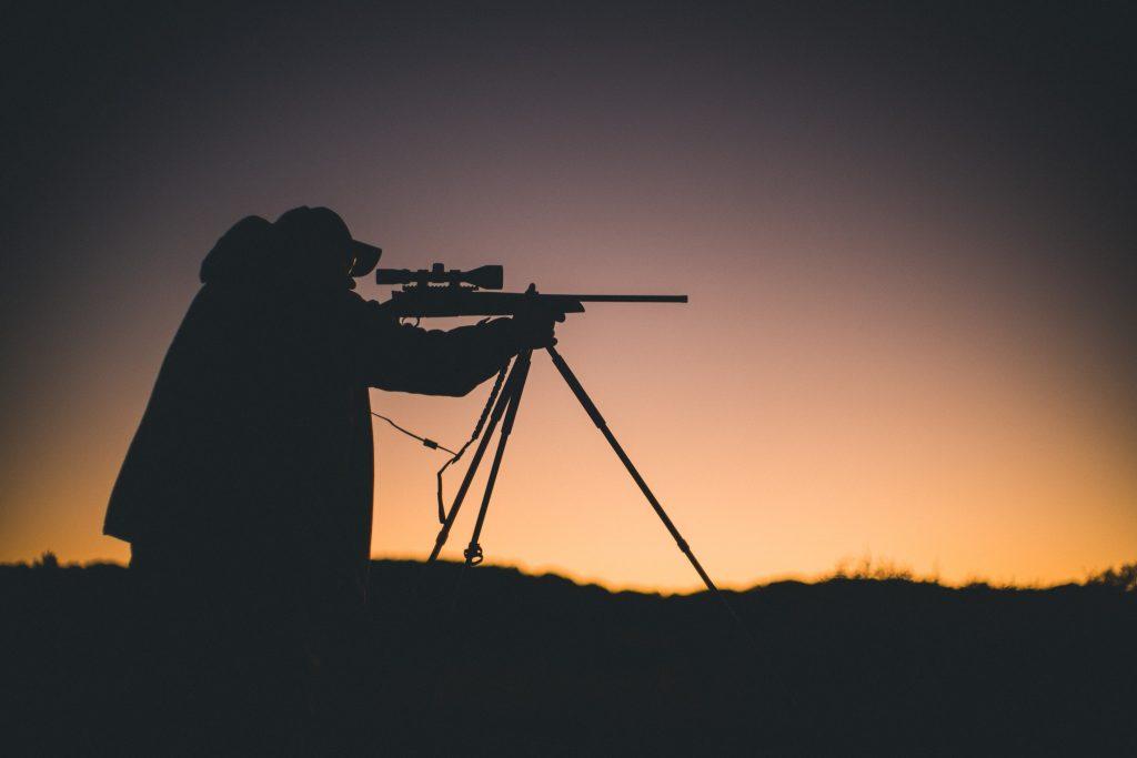 A tripod helps you stabilize your firearm against the wind and elements