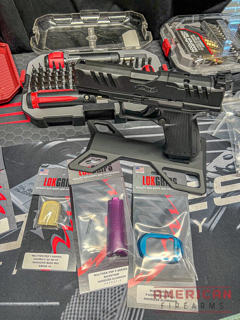 I upgraded my Walther PDP-F with LOK Grips backstrap, flared mag well, and their brass base pads to add a little weight balance to the gun.