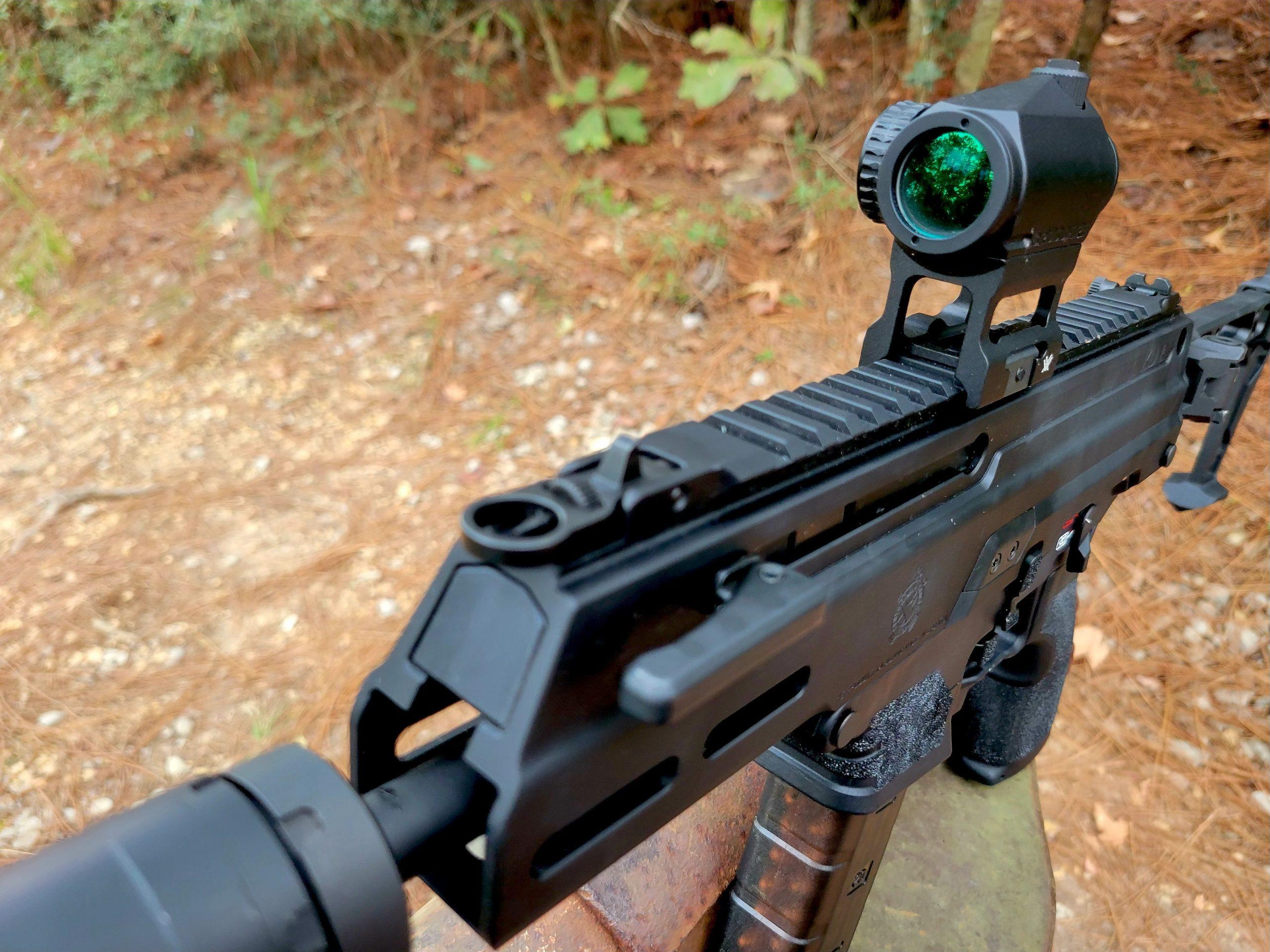 The full-length Picatinny top rail provides approximately eight inches of mounting surface.