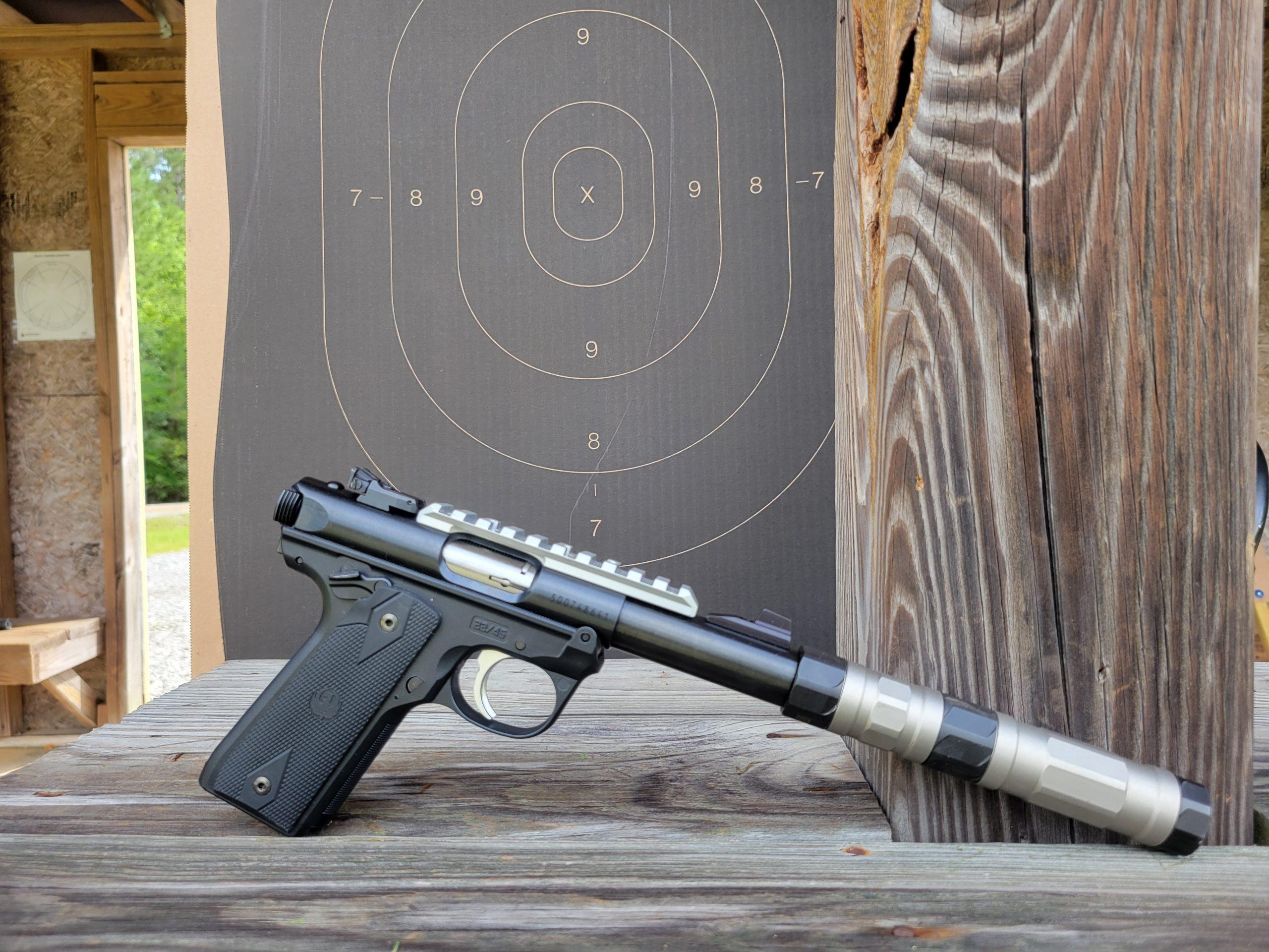 The primary model we evaluated was the Mark IV 22/45 with a 4.4-inch threaded bull barrel.