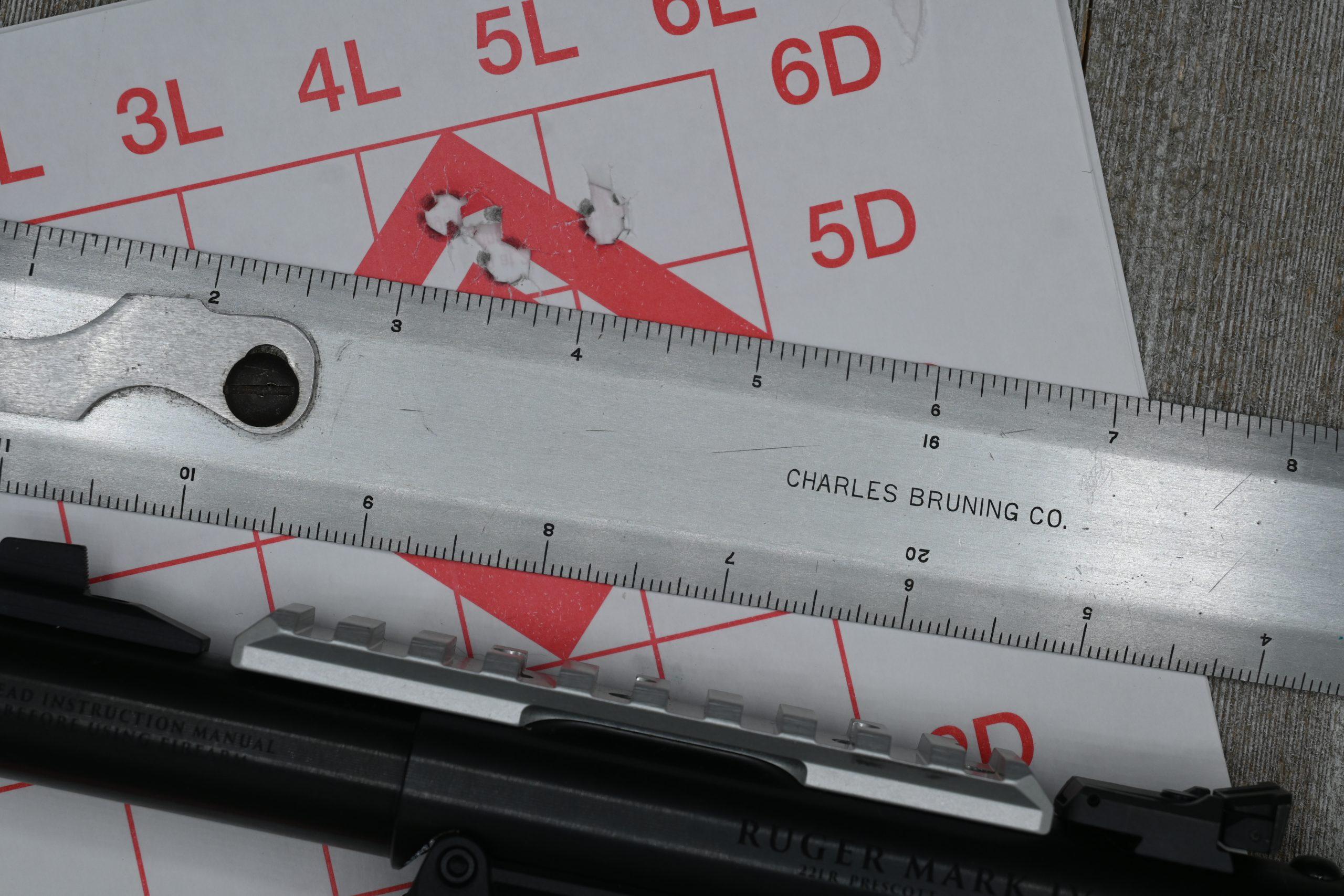 We had no difficulty framing hits on 4-inch target circles at 25 yards with every load tested. 