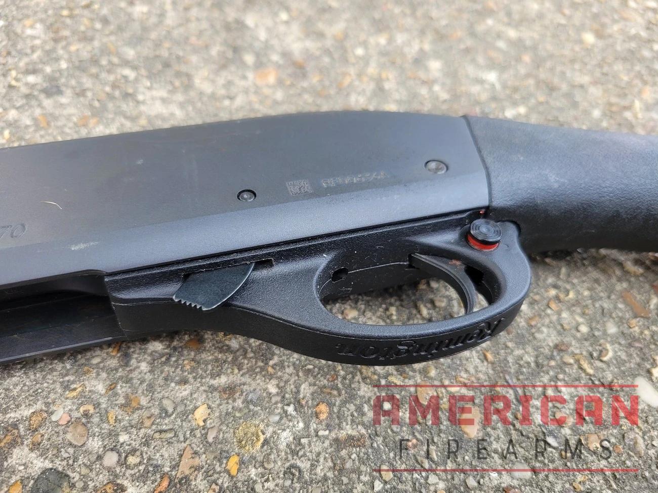 The trigger has about a 4.5-pound weight and feels a lot like the standard 870.