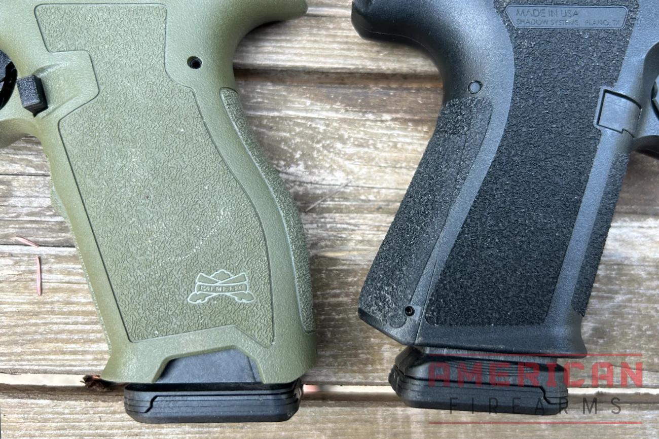 The PSA Dagger grip (left) has a more ergonomic feel than the DR920 (right), which is very blocky.