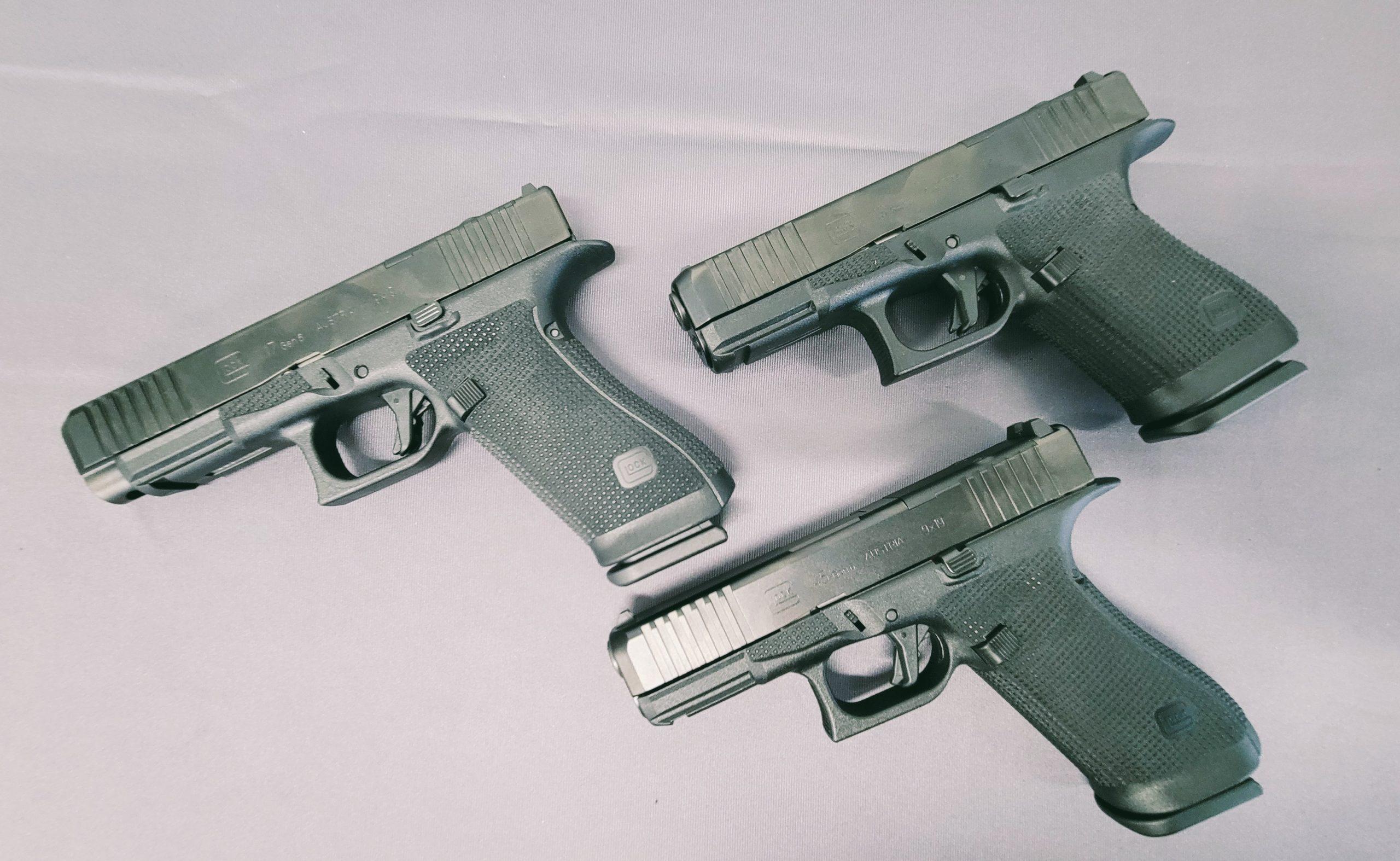 The G17, G45, and G19 Gen 6 compared side-by-side