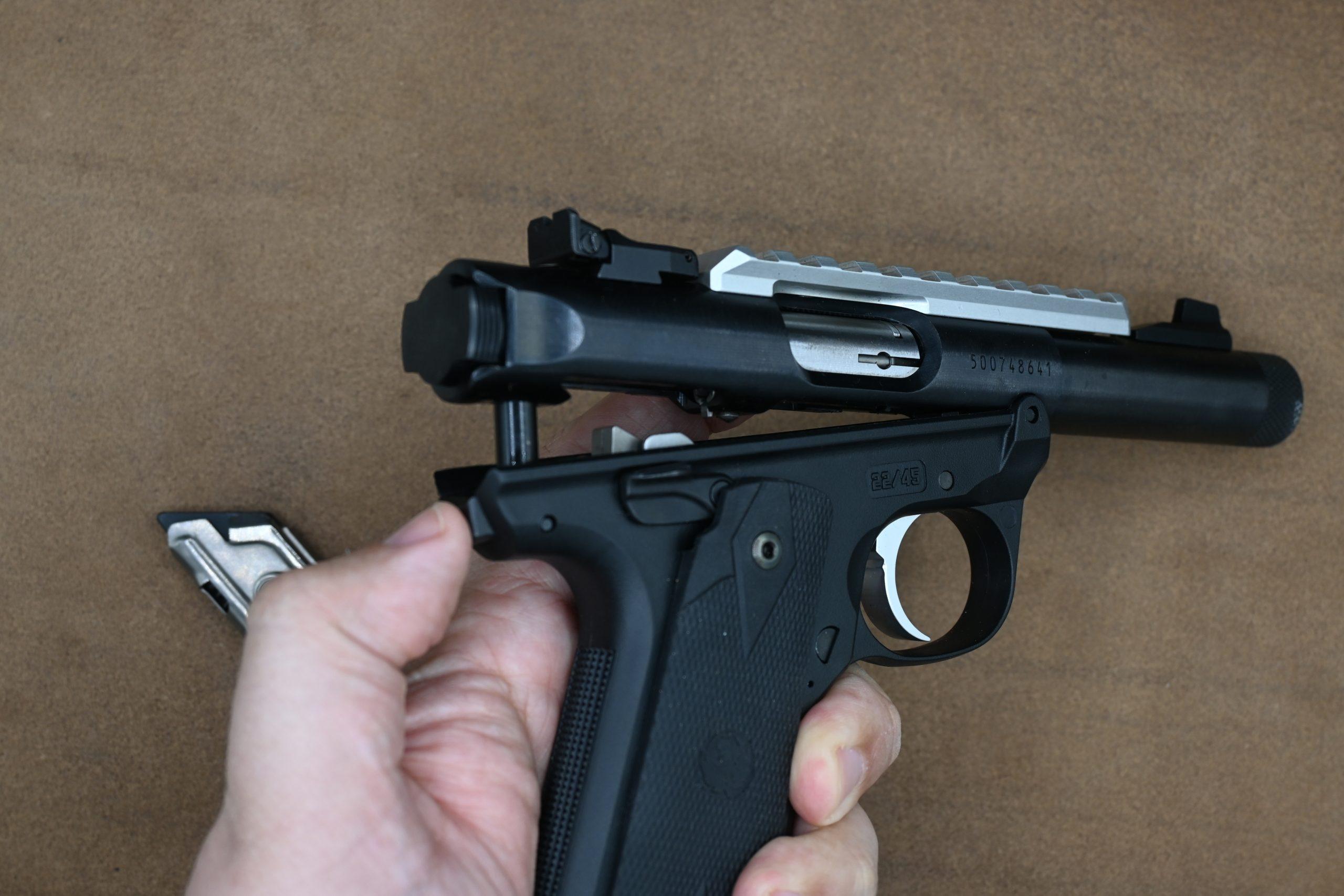 Ruger Mark 4 takedown button pushed